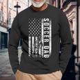 Soccer Dad Usa Flag Soccer Team Fan Daddy Fathers Day Long Sleeve T-Shirt Gifts for Old Men