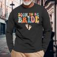 Soon To Be Bride Pregnancy Announcement Retro Groovy Long Sleeve T-Shirt Gifts for Old Men