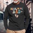 Soon To Be Dad Pregnancy Announcement Retro Groovy Long Sleeve T-Shirt Gifts for Old Men