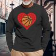Sports Basketball Ball Red Love Shaped Heart Valentines Day Long Sleeve T-Shirt T-Shirt Gifts for Old Men