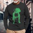 St Patricks Day Dog Pit Bull Shamrock Clover Irish Long Sleeve T-Shirt Gifts for Old Men