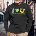 St Patricks Day Horseshoe Peace Love St Patricks Day Long Sleeve T-Shirt Gifts for Old Men
