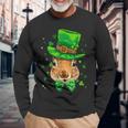 St Patricks Day Leprechaun Squirrel Rodents Shamrock Irish Long Sleeve T-Shirt Gifts for Old Men