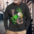 St Patricks Day Love Gnomes Shamrock Horseshoe Irish Gnome Long Sleeve T-Shirt Gifts for Old Men