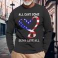 Usa Flag American Patriotic Heart Armed Forces Memorial Day Long Sleeve T-Shirt Gifts for Old Men