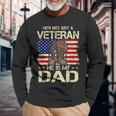 He Is My Veteran Dad American Flag Veterans Day Long Sleeve T-Shirt Gifts for Old Men