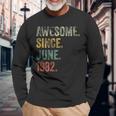 Vintage 1982 40Th Birthday Awesome Since June 1982 Long Sleeve T-Shirt Gifts for Old Men
