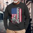 Vintage American Flag Lacrosse Dad Daddy Men Long Sleeve T-Shirt Gifts for Old Men