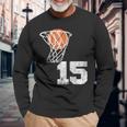 Vintage Basketball Trikot Nummer 15 Spieler Nummer Langarmshirts Geschenke für alte Männer