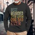 Vintage Best Bearded Beer Lovin Dog Dad Pet Lover Owner Long Sleeve T-Shirt Gifts for Old Men