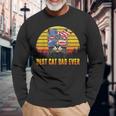 Vintage Best Cat Dad Ever Fathers Day 4Th Of July Men Long Sleeve T-Shirt Gifts for Old Men