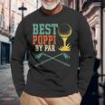 Vintage Best Poppi By Par Disc Golf Dad Fathers Papa Long Sleeve T-Shirt Gifts for Old Men