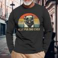 Vintage Best Pug Dad Ever Pug Lover Fathers Day Long Sleeve T-Shirt Gifts for Old Men