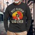 Vintage Chicken Dad Best Cluckin Dad Ever Proud Daddy Farmer Long Sleeve T-Shirt Gifts for Old Men