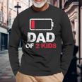 Vintage Dad Dad Of 2 Battery Low Fathers Day Long Sleeve T-Shirt Gifts for Old Men