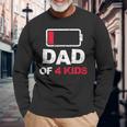Vintage Dad Dad Of 4 Battery Low Fathers Day Long Sleeve T-Shirt Gifts for Old Men