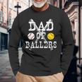 Vintage Dad Of Ballers Baseball Softball Lover Long Sleeve T-Shirt Gifts for Old Men
