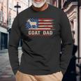 Vintage Goat Dad American Usa Flag FarmingFarmer Long Sleeve T-Shirt Gifts for Old Men