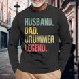 Vintage Husband Dad Drummer Legend Retro Long Sleeve T-Shirt Gifts for Old Men