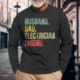 Vintage Husband Dad Electrician Legend Retro Long Sleeve T-Shirt Gifts for Old Men