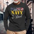 Vintage Proud Navy With American Flag For Dad Long Sleeve T-Shirt Gifts for Old Men