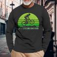 Vintage Retro Best Cycling Dad Ever Mountain Biking Long Sleeve T-Shirt Gifts for Old Men