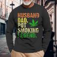 Vintage Retro Husband Dad Pot Smoking Weed Legend Long Sleeve T-Shirt Gifts for Old Men