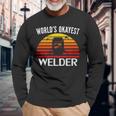 Vintage Retro Worlds Okayest Welder Welding Cool Long Sleeve T-Shirt Gifts for Old Men