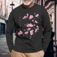 Vintage Sakura Cherry Blossom Japanese Graphical Art Long Sleeve T-Shirt Gifts for Old Men