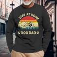 Vintage Stay At Home Dog Dad Retro Dog Lovers Fathers Day Long Sleeve T-Shirt Gifts for Old Men