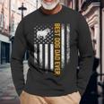 Vintage Usa Best English Bulldog Dad Ever American Flag Long Sleeve T-Shirt Gifts for Old Men