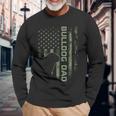 Vintage Usa Camo Flag Proud English Bulldog Dad Silhouette Long Sleeve T-Shirt Gifts for Old Men