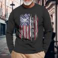 Vintage Usa Flag Proud Swimming Dad Swim Swimmer Silhouette Long Sleeve T-Shirt Gifts for Old Men