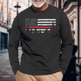 Wildland Firefighter Red Line American Flag Long Sleeve T-Shirt Gifts for Old Men