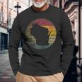 Wisconsin Vintage Distressed Retro Style Silhouette State Long Sleeve T-Shirt Gifts for Old Men