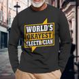 Worlds Okayest Electritian Husband Dad Men Long Sleeve T-Shirt Gifts for Old Men