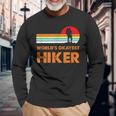 Worlds Okayest Hiker Vintage Retro Hiking Camping Men Long Sleeve T-Shirt Gifts for Old Men