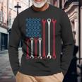 Wrench Flag Vintage Fathers Day Patriotic Mechanic Dad Long Sleeve T-Shirt T-Shirt Gifts for Old Men