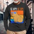 Zoo Animal Retro Rodent Capybara Be Happy Be Capy Long Sleeve T-Shirt Gifts for Old Men