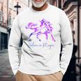 Believe In Magic Einhorn-Langarmshirts, Vintage-Fantasiekunst für Pferdefans Geschenke für alte Männer