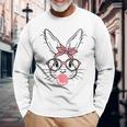 Bunny Face With Pink Sunglasses Bandana Happy Easter Day Long Sleeve T-Shirt Gifts for Old Men