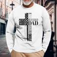 Cool Christian Blessed Dad Cross American Flag Fathers Day Long Sleeve T-Shirt T-Shirt Gifts for Old Men