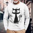 Cute Black Cat For Kitty Lovers | Big Eyes Cat Men Women Long Sleeve T-shirt Graphic Print Unisex Gifts for Old Men