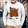 Dabbing Turkey Thanksgiving Cute Long Sleeve T-Shirt Gifts for Old Men