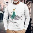 Furry And Bright Cute Christmas Cat Long Sleeve T-Shirt Gifts for Old Men