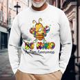 Be Kind Autism Awareness Puzzle Bee Dabbing Support Long Sleeve T-Shirt T-Shirt Gifts for Old Men
