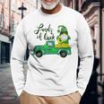 Loads Of Luck Truck Gnome St Patricks Day Shamrock Clover Long Sleeve T-Shirt Gifts for Old Men
