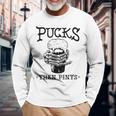 Pucks Then Pints Beer Long Sleeve T-Shirt Gifts for Old Men