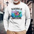 Teaching Is Turtley Love Teacher Life Awesome Cute Turtle Long Sleeve T-Shirt Gifts for Old Men