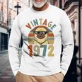 Vintage 47Th Birthday Dog Pug Vintage 1972 Classic Men Women Long Sleeve T-Shirt T-shirt Graphic Print Gifts for Old Men